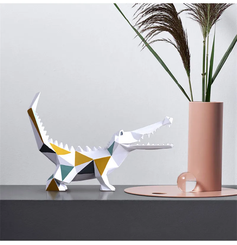 

[HHT] Nordic Modern Geometric Crocodile Animal Desktop Ornaments Office TV Cabinet Contrast Color Cartoon Crocodile Decorations