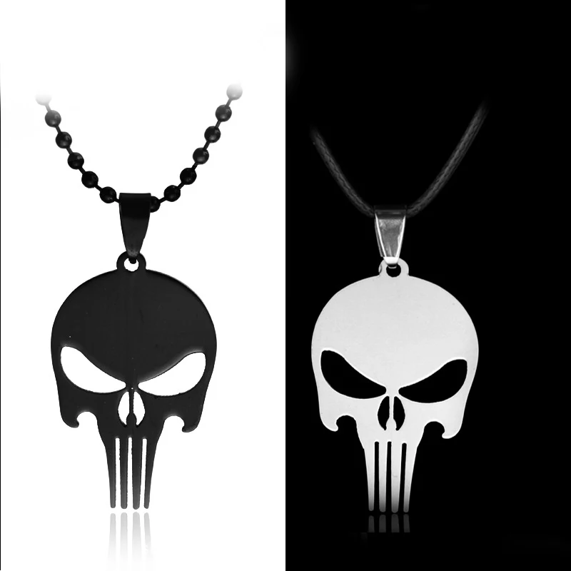

skull necklace Pendant Superhero Personality Charm Punishment Skull Dark Knight Necklace for Woman man gift Wholesale