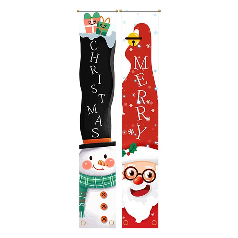 

Merry Christmas Banner Red Happy Holidays Christmas Porch Sign Front Door Hanging Decorations for Christmas Home Wall