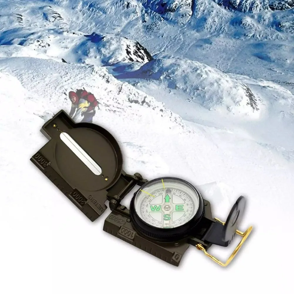 

Multifunctional Military Waterproof Compass For Outdoor Camping Hiking Usage Fluorescent Light For Positioning Orienting On Map