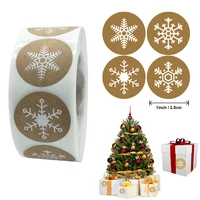 500pcs 2 5cm kraft paper snowflake stickers merry christmas gift decoration label cute stickers