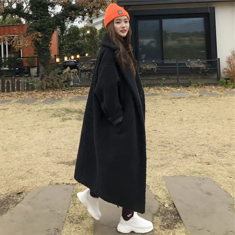 Зимнее женское однотонное меховое пальто с длинным рукавом повседневная