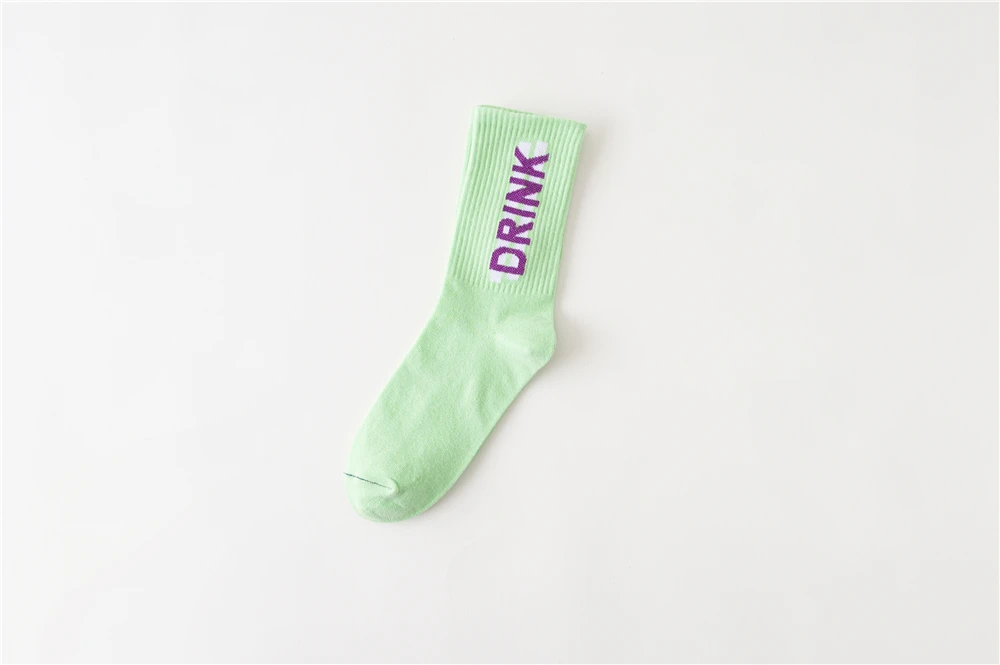 Women's Funny Words Loved Think Drink Sleep Play Lettered Striped Art Socks Couples Skateboard Hipster Street Dance Harajuku Sox