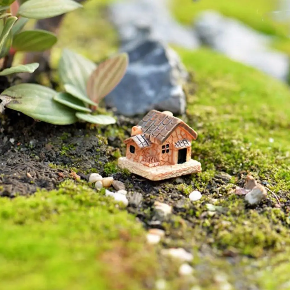 

High Quality Pastoral Mini cute Dollhouse Stone House DIY Cottage Mini Garden Resin Decorations And For Home Landscape Craf Q3X3