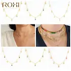 Ожерелье ROXI с разноцветными кристаллами для женщин, богемное свадебное ювелирное изделие из серебра 925 пробы, Золотая цепочка, ожерелье для женщин, колье-чокер