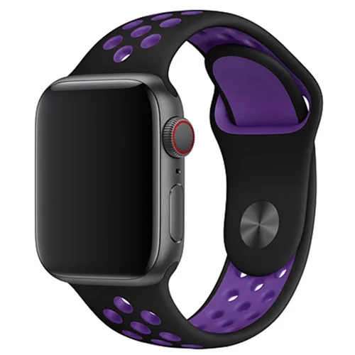 Спортивный ремешок для apple watch band 4 5 42 мм/38 мм iwatch band 44 мм/40 мм ремешок силиконовый браслет дышащий ремешок для часов серии 5 4 3 2 - Цвет ремешка: Black Hyper Grape36