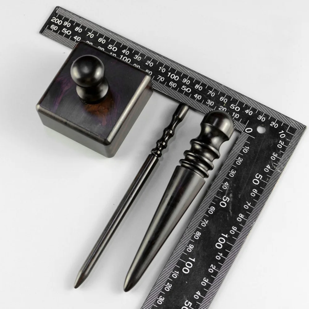 

2PCS DIY Ebony Leather Burnisher Slicker Craft Sets Wooden Manual Polished Rod Leather Tool