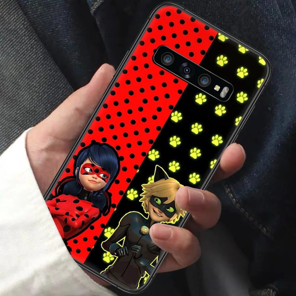 

Seven Star Ladybug Girl Phone Case for Samsung Galaxy Note S 6 7 8 9 10 E 20 Ultra Edge Plus black Funda Silicone Cover Tpu