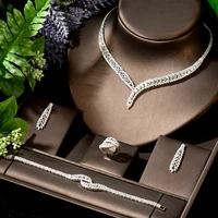 hibride new trendy 4pcs full micro cz luxury african jewelry set for women wedding party zircon crystal indian neckalce n 1908
