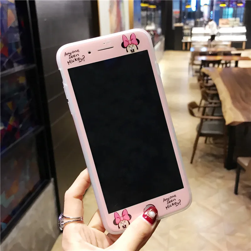 Для IPhone 11 Милая крышка Дейзи Дональд+ закаленное стекло для IPone XR XS Pro Max X 7 8 6s Plus уши Минни-Маус чехол Аксессуары