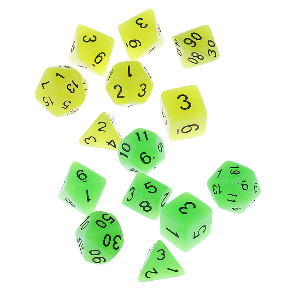 

7 Pieces Multi-Sided Dices Glow in the Dark for Party Bar Accessory 1.6cm