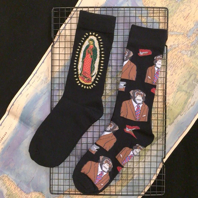 

Adult Crew Cotton Socks Ape Man Orangutan Virgin Mary Monozukuri Creationism OFFICIAL Original Design 2021 Street Fashion Sox