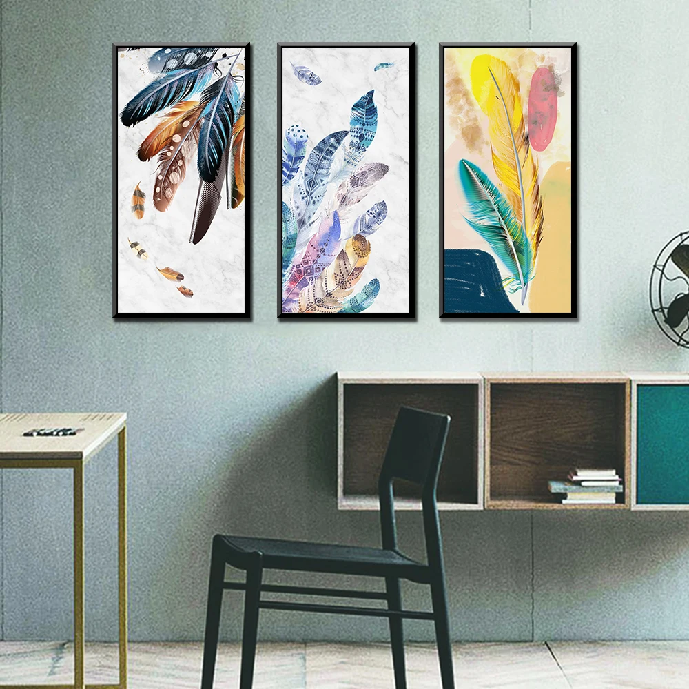 Скандинавское перо крыльцо абстрактный холст картина набор настенные картины