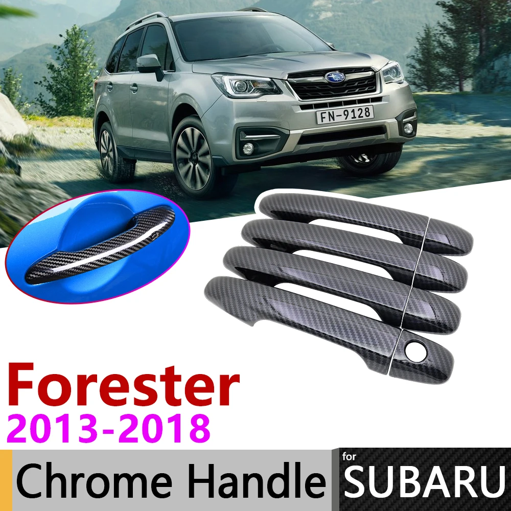 Черный чехол из углеродного волокна для наружной дверной ручки Subaru Forester SJ 2013 ~ 2018