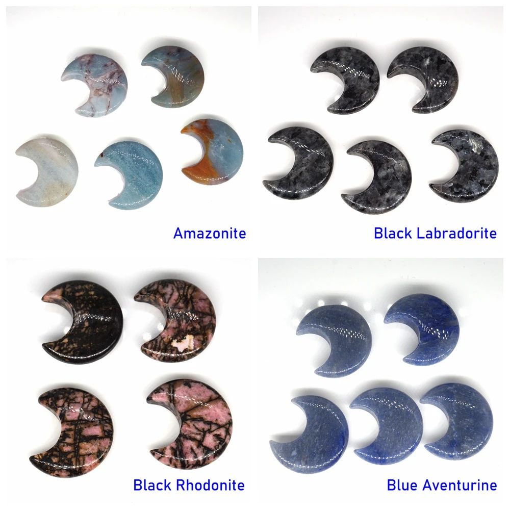 Статуя в форме Луны 30 мм натуральный хрустальный камень цветной талисман лечение