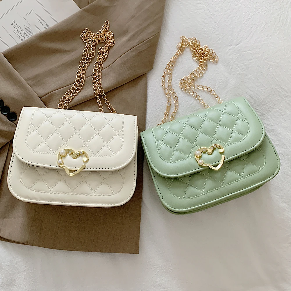 

Повседневные однотонные женские сумки через плечо, женские маленькие сумки через плечо с цепочкой, кожаная сетчатая дорожная сумка-мессенд...