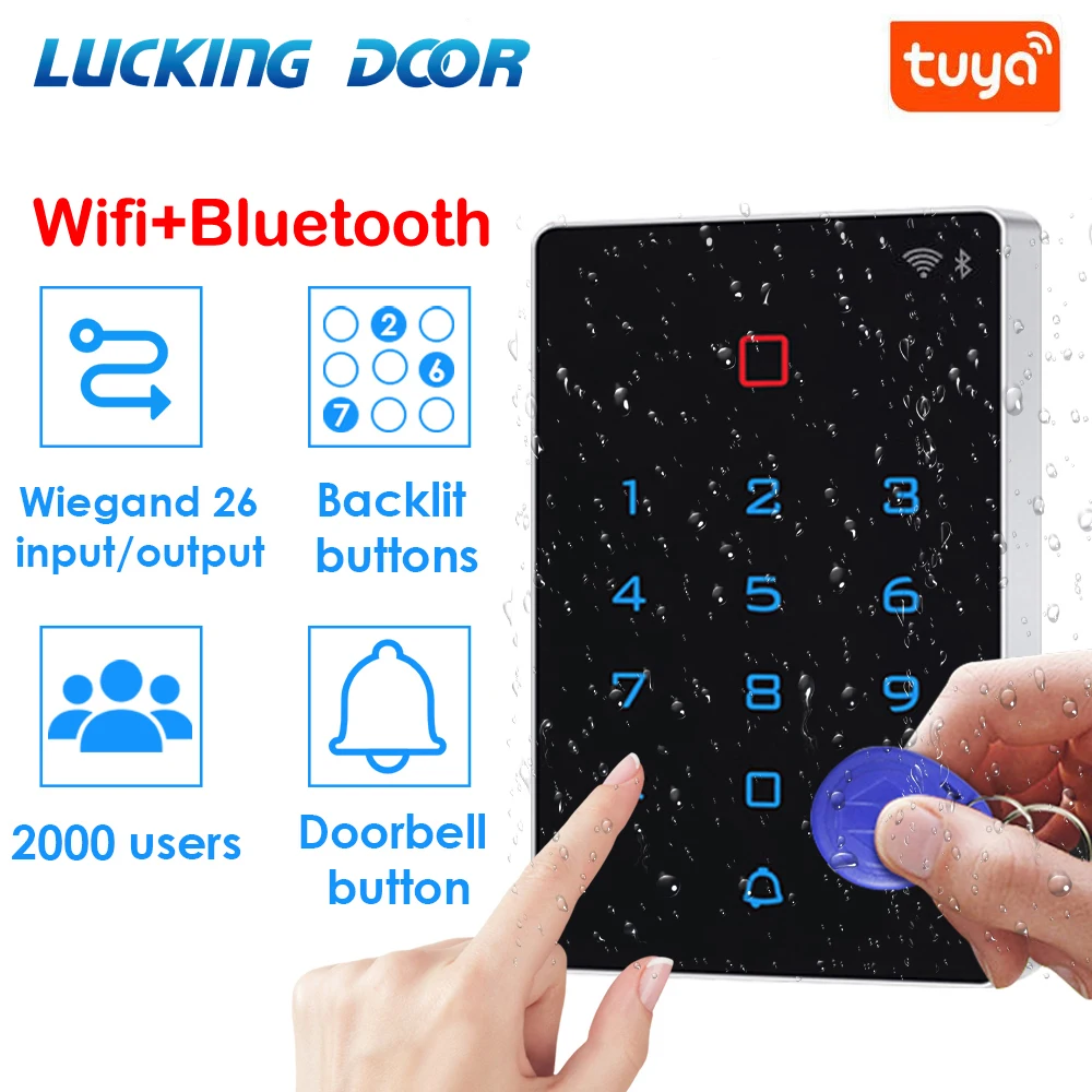 Wi Fi bluetooth TuyaAPP подсветка сенсорный экран 125 кГц RFID карты доступа Управление