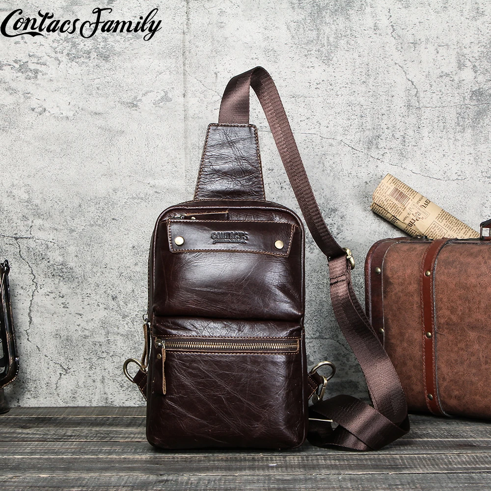 

Luxury Messenger Bag Cow Leather Men Chest Bag Vintage Crossbody Shoulder Bag Men's Business Sling Bags Male Casual Chest Pack