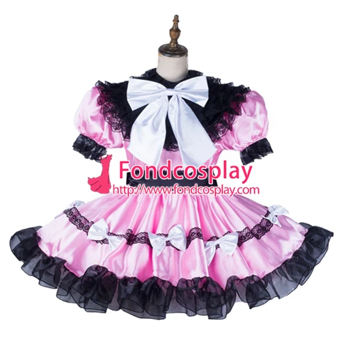 

Sissy maid satin dress lockable Uniform cosplay costume Tailor-made[G2124]