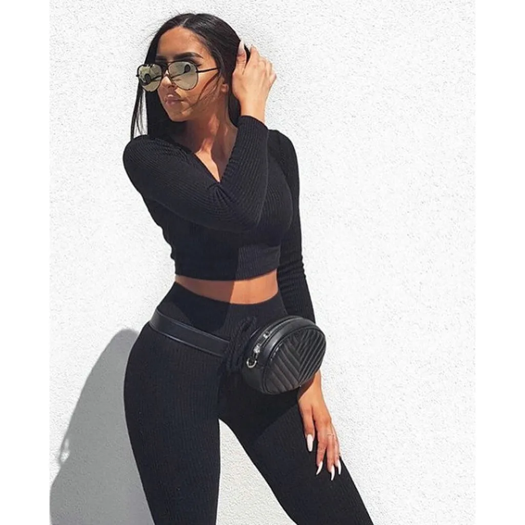 Женский спортивный костюм укороченный пуловер и штаны в полоску сбоку|Наборы для