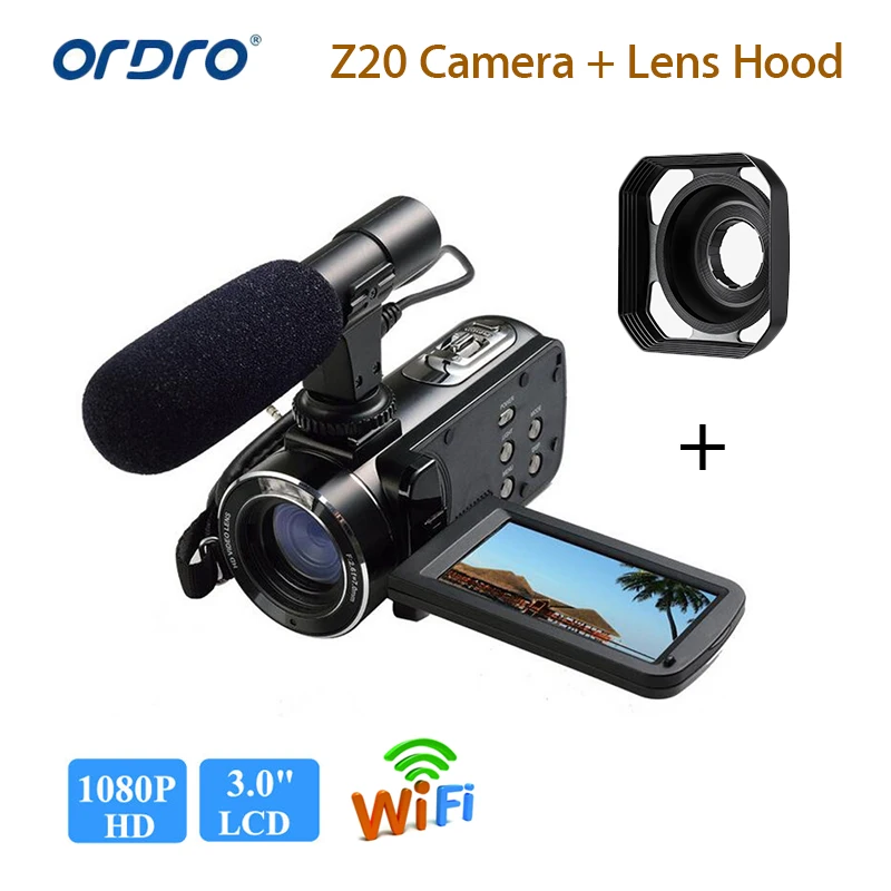 Цифровой микрофон ORDRO 1080P 8 Мп H.264 Wi Fi Full HD 3 0 &quotсенсорный ЖК экран 16 кратный зум