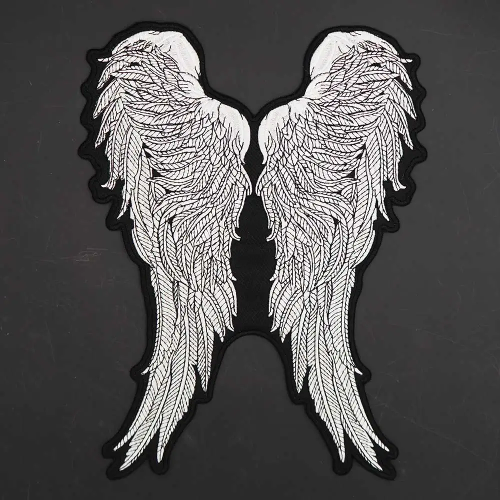 

Wings Large Embroidery Punk Biker Patch For Clothing Hat Bags Iron on Backing