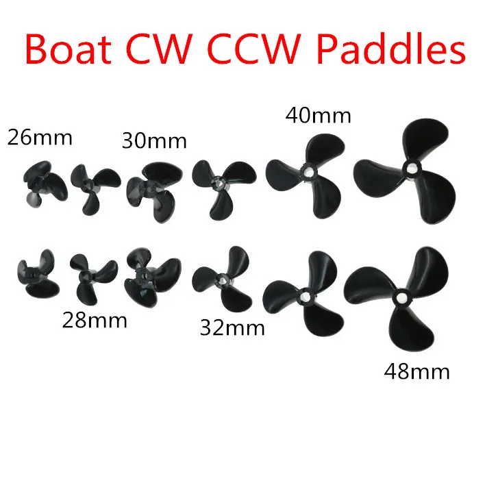 

2pcs CW CCW Propellers Diameter 26mm 28mm 30mm 32mm 40mm 48mm Blades Three-Leaf Props/Paddle fr DIY Boats Models 3mm 4mm Hole