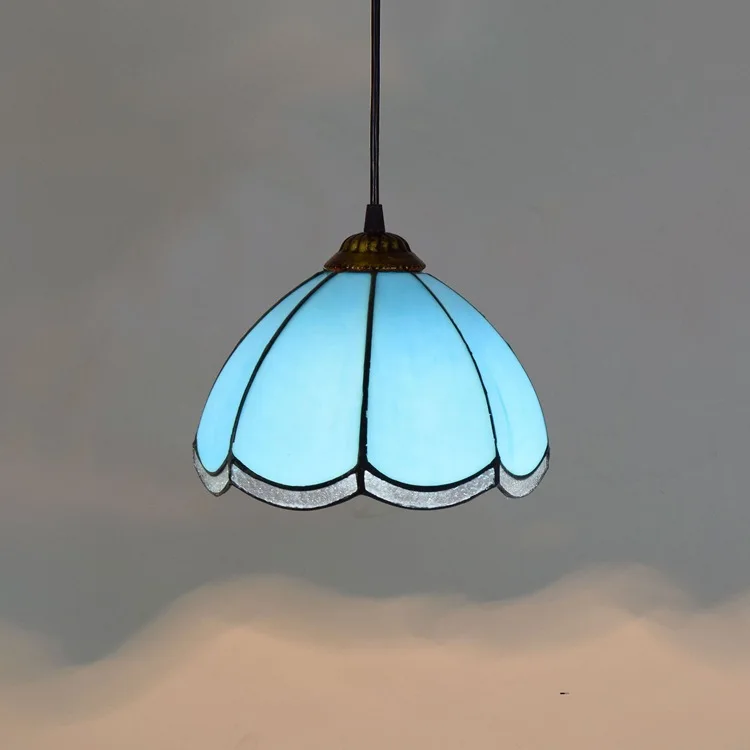 

20cm Blue Modern Mediterranean Creative Tiffany Colored Glass Restaurant Bar Bar Small Droplight 8 Inches