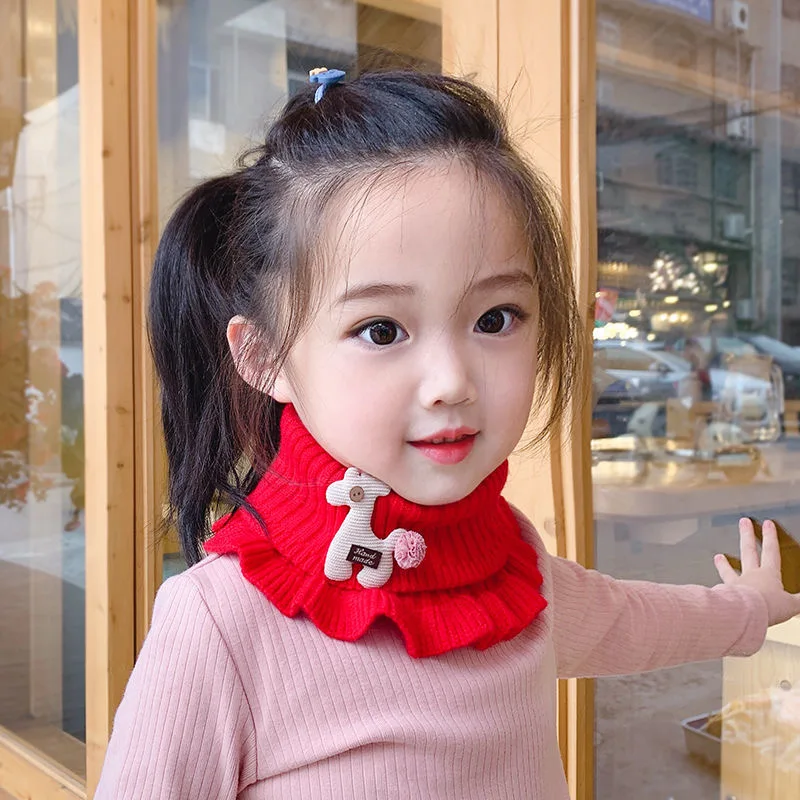 

Children's scarf winter windproof collar plush thick knitted warmth children's neck scarf for boys and girls