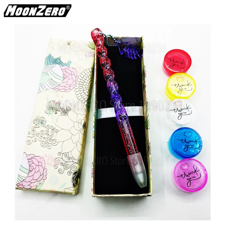 1 red pen 5 wax Новая Радужная красочная ручка с цепочкой, аксессуары для вышивки, восковая алмазная живопись, вышивка крестиком, точечный сверлильный инструмент для выкладывания мозаики, наборы - Цвет: 1 red pen 5 wax