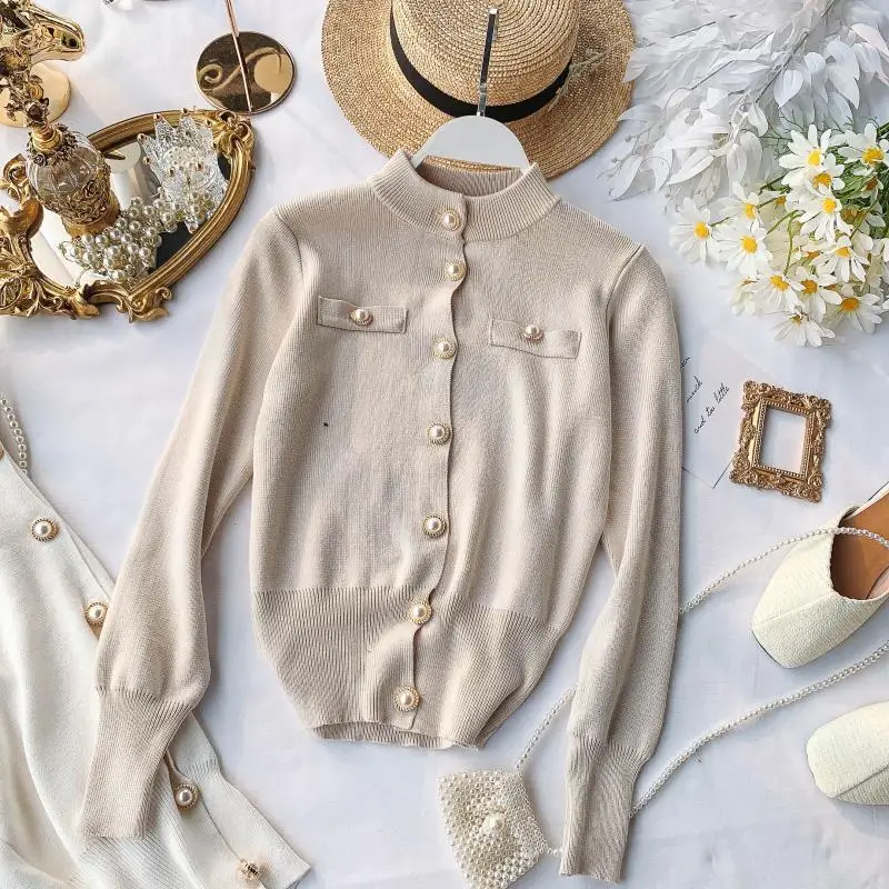 Women Knit Cardigan Spring Short Fit Single Breasted Sweater Urban Vintage Ladies Spring Retro Long Sleeve Top Knitwear Suits