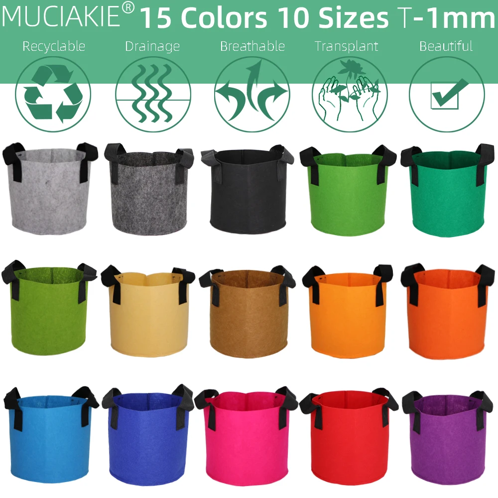 MUCIAKIE 15 цветов 10 размеров садовые мешки для выращивания Вт/ручки использования в