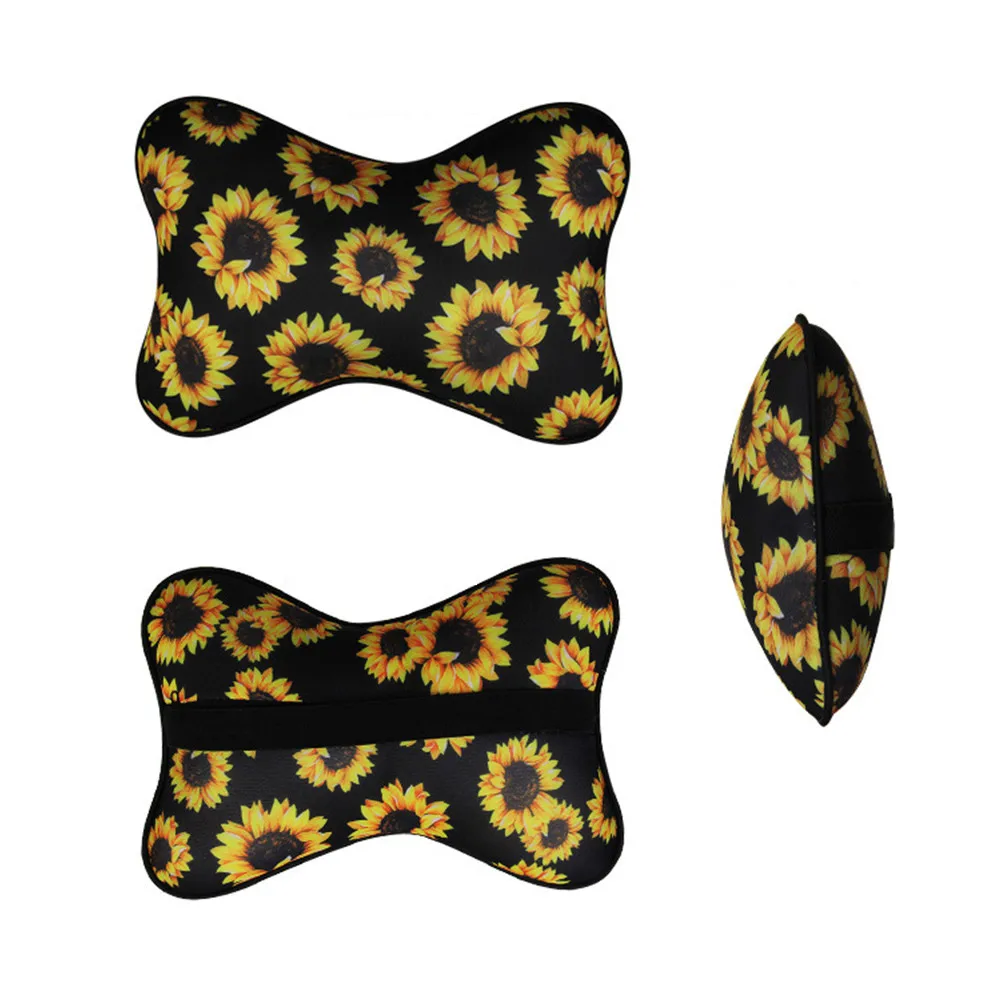 

Car Seat Neck Pillow Sunflower Print Soft Comfortable Car Headrest Pillow Festival Gifts Car Interior Decoration Neck Protection