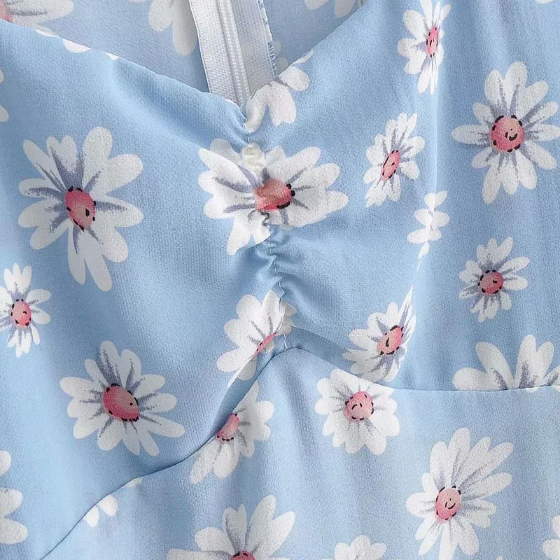 

Holiday style Women Floral print dresses Elegant Chiffon Square collar Female Long dress 2020 Spring Summer Hot sale YNZZU 9D317