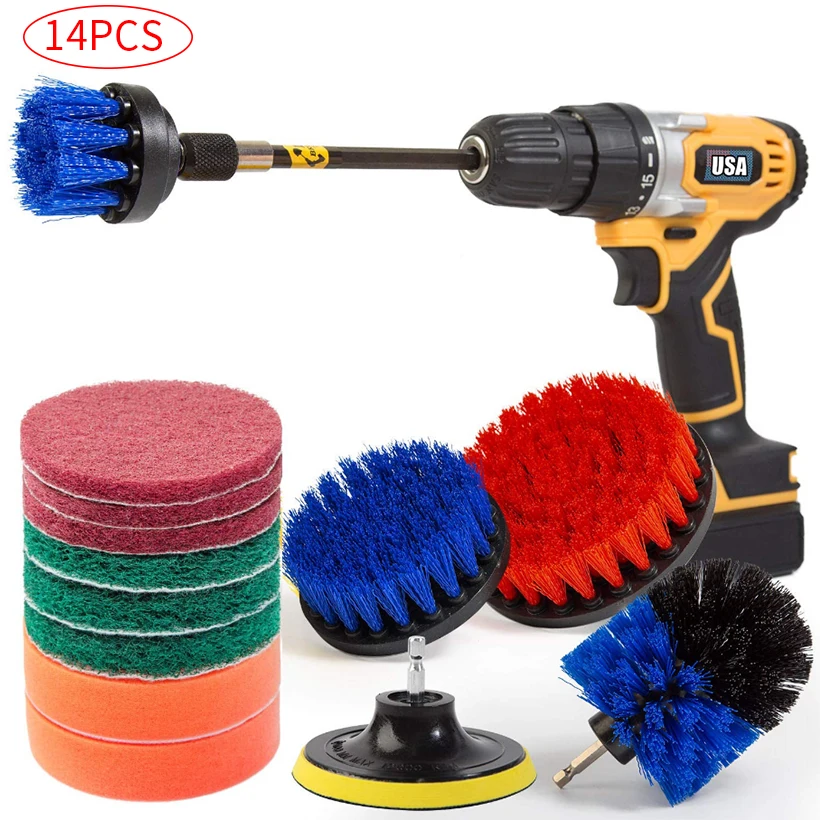 

Electric drill brush Set Bathroom Surfaces Tub, Shower, Tile and Grout All Purpose Power Scrubber Cleaning Kit D30