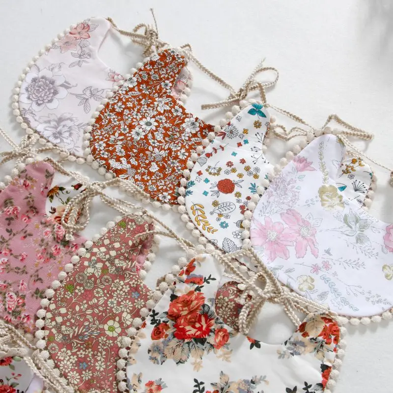 

Hot Baby Bib Infant Burp Cloths Toddler Cotton Bib Kid Floral Towel Dinner Feeding Double-deck Cute Girl Bibs