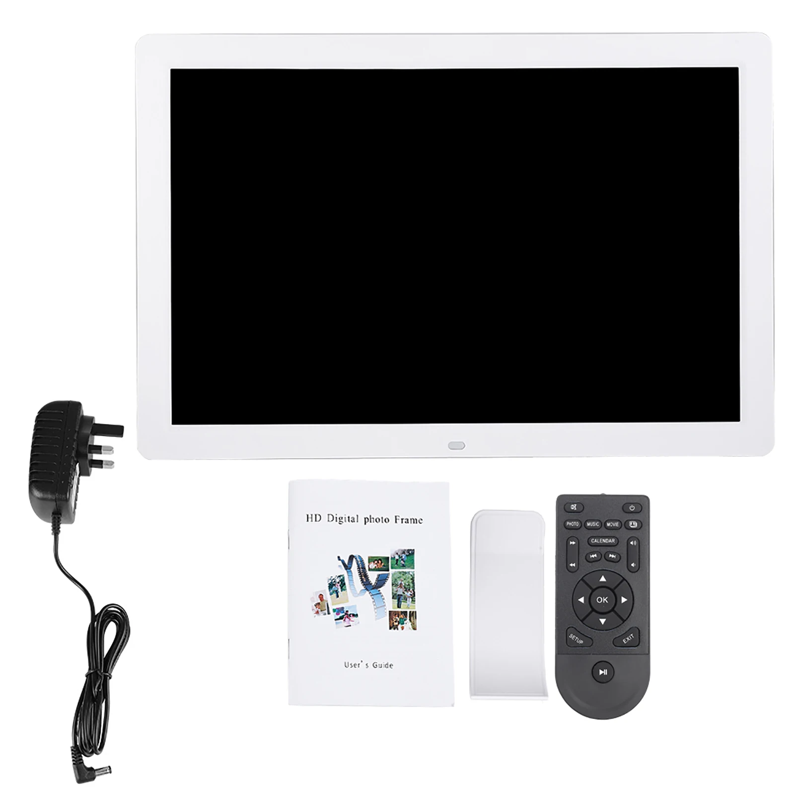 

17Inch 1440*900HD Digital Photo Picture Frame Alarm Clock Player Album Remote Control White UK