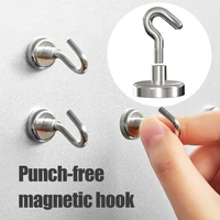 neodymium iron boron strong magnetic hook heavy duty wall hanging hook coat key cup hook for home kitchen storage organization