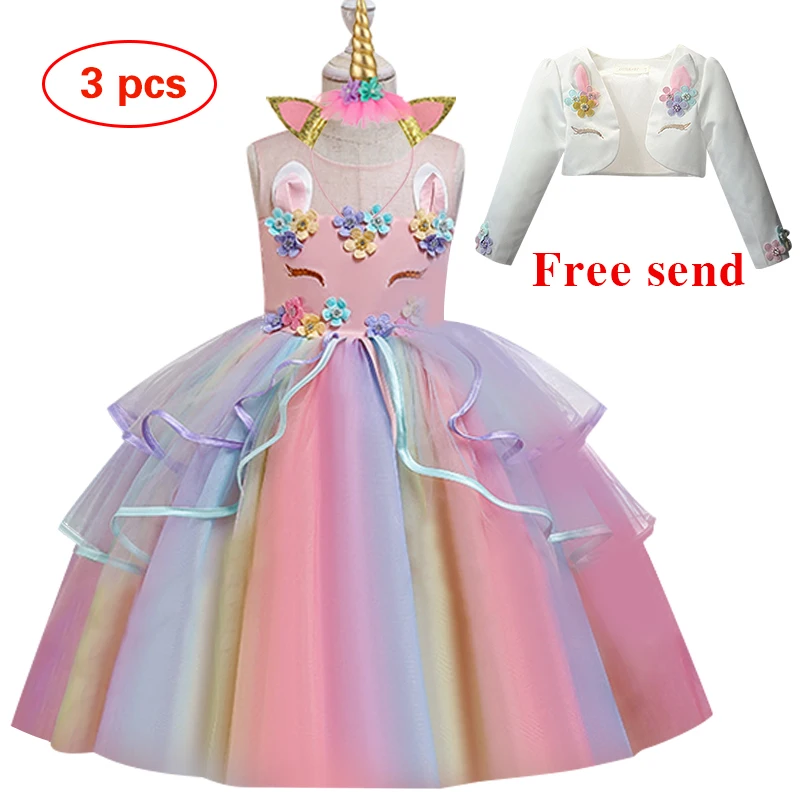 Детское платье с единорогом для девочек вечерние бальные платья принцессы