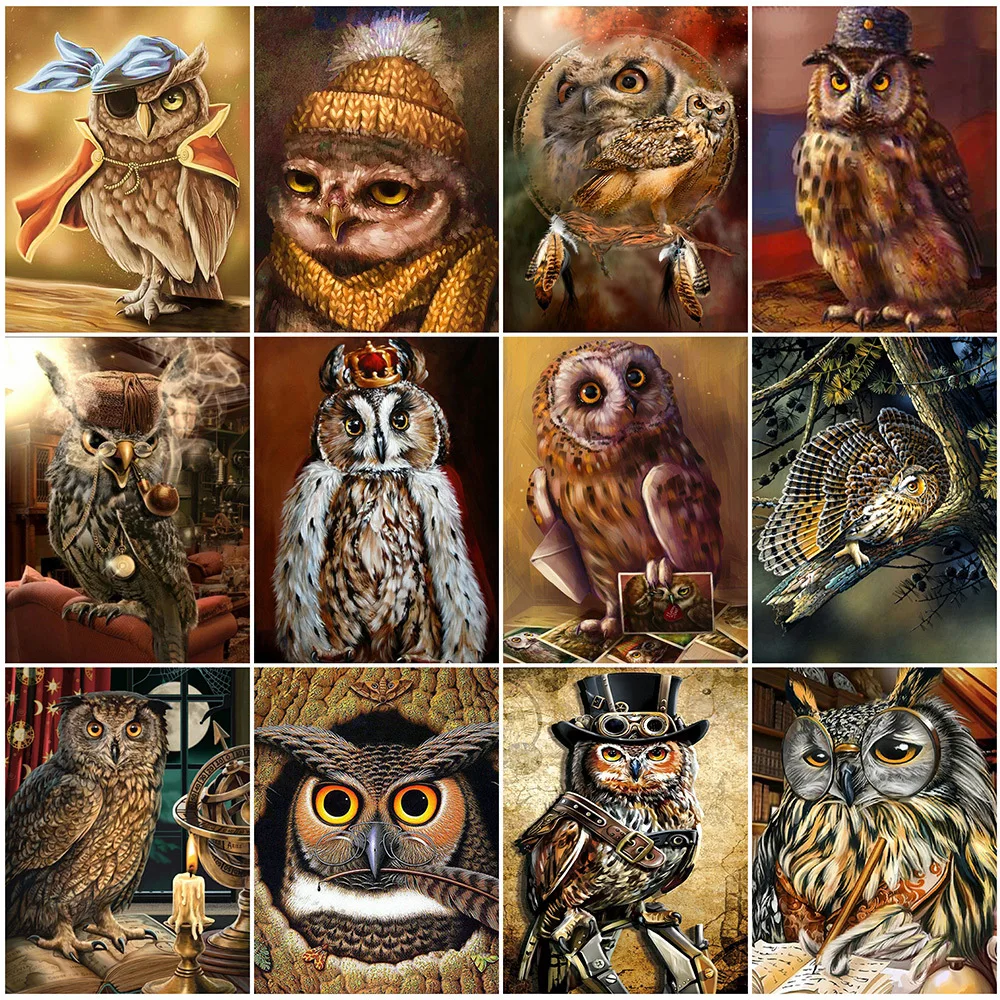 

5D Diy Embroidery Diamond Painting Bird Mosaic Owl Animal Picture of Rhinestones Full Square Round Drill Cross Stitch Kits Home