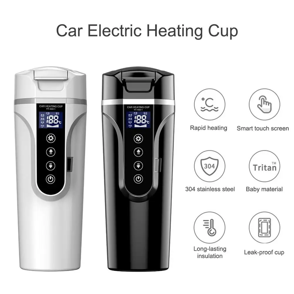 

Portable Car Heating Cup 450ML Adjustable Temperature Boiling Mug Vehicle 12/24V Electric Kettle For Coffee Tea Milk Travel Cup