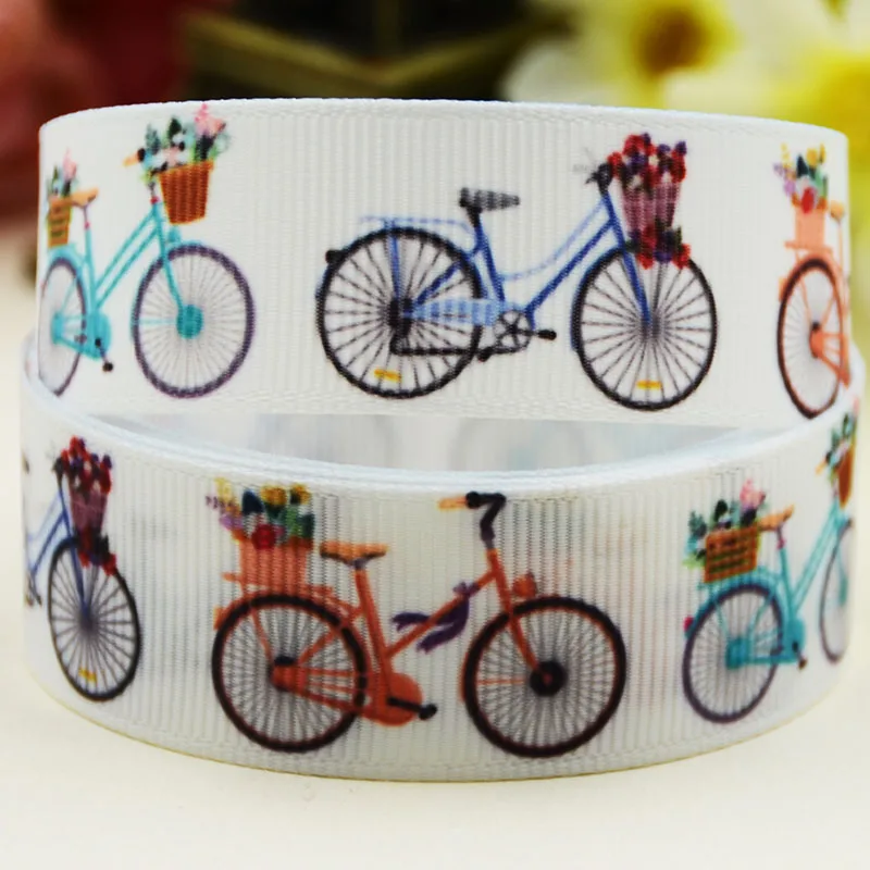 

22mm 25mm 38mm 75mm Bicycle Cartoon pattern printed Grosgrain Ribbon party decoration 10 Yards X-04232