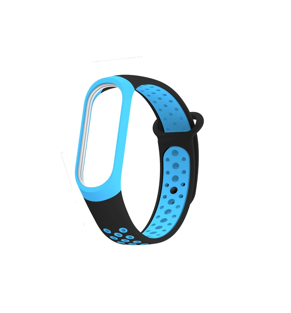 black blue Чехол-браслет для xiaomi mi band 4 mi band 3 силиконовый ремешок на запястье двойной цвет сменный ремешок для часов для xiaomi mi band 4 3 - Цвет: black blue