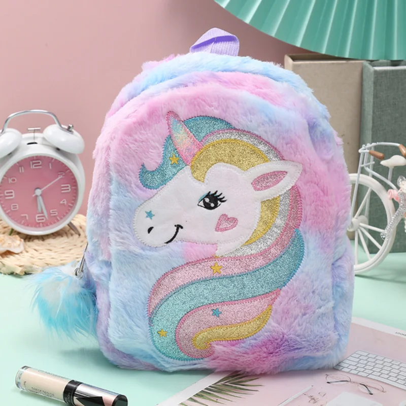 Kid Toy Doll Backpack in Kindergarten Girl Plush Mini Unicorn School Backpack Cartoon Children Bag Primary Kids Gift Book Bag