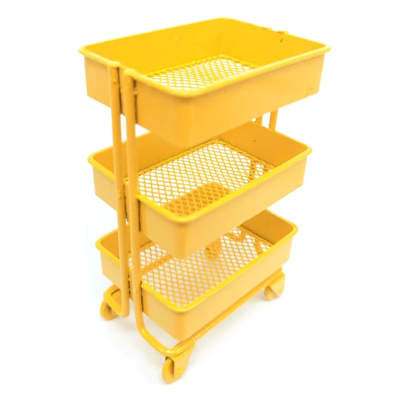 

Mini Trolley Floor Storage Rack with Wheels Dollhouse Miniature Furniture Shelf Bookshelf Storage Display Rack Decoration P31E