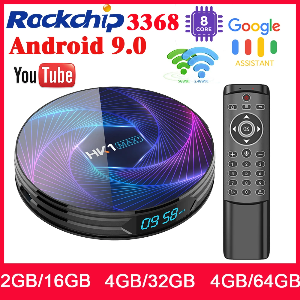 HK1 MAX PLUS Android 9 0 Смарт ТВ коробка Rockchip RK3368 Восьмиядерный 4 Гб 128 ГБ медиаплеер