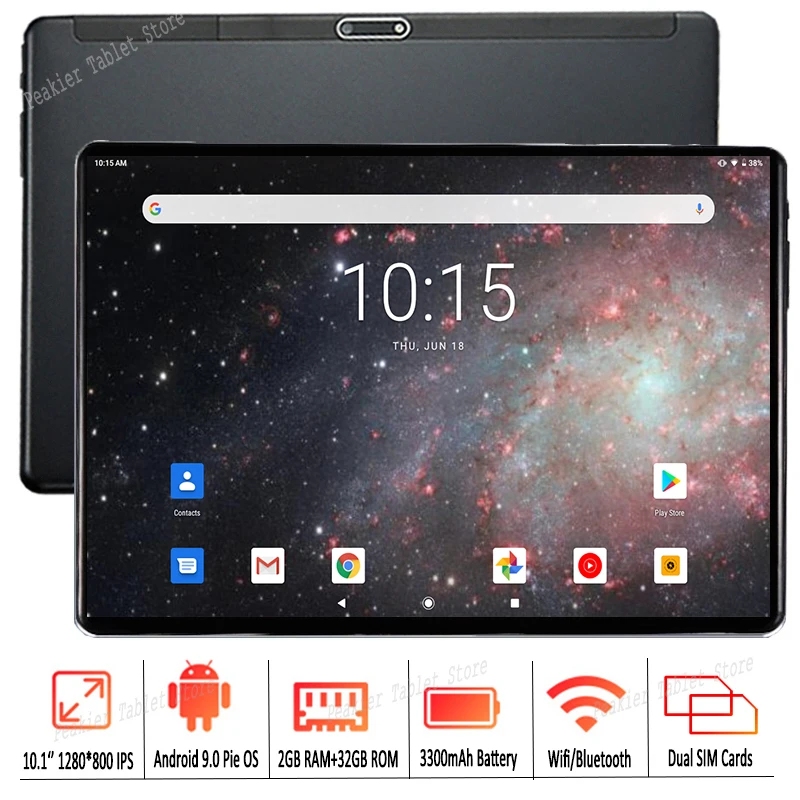 Глобальная версия 2 ГБ + 32 Гб планшет 10 дюймов 1280x800 2.5D стекло MT6580 четырехъядерный