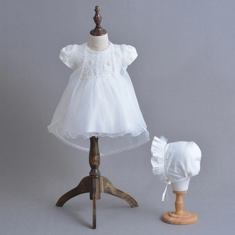 Комплект с платьем на крестины для малышей кружевная накидка дамская шляпа без