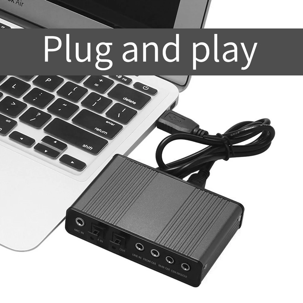 6 канальная USB звуковая карта 5 1 внешняя с объемным звуком для ПК ноутбука
