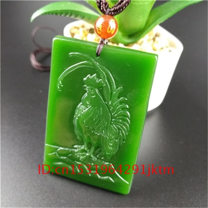 

Jadeite Carved Amulet Chicken Charm Pendant Hand Green for Natural Jewelry Necklace Women Jade Fashion Gifts Men Chinese